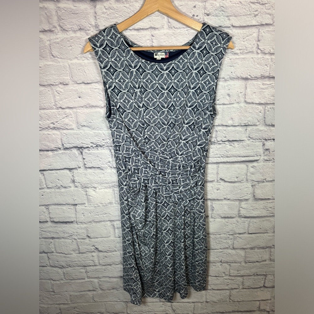 Kut from the Cloth‎ Mollee Navy Blue and White Knit Dress Womens Size 8